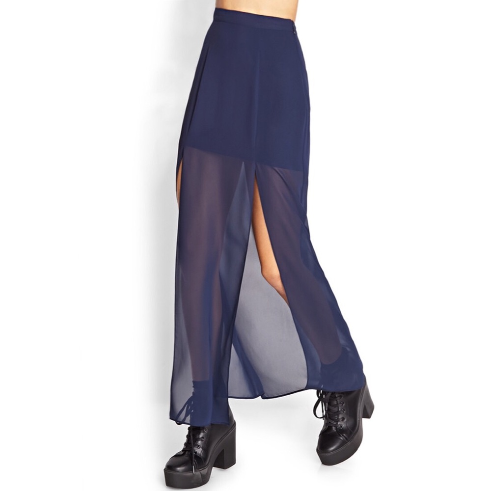 Forever 21 Chiffon M-Slit Maxi Skirt